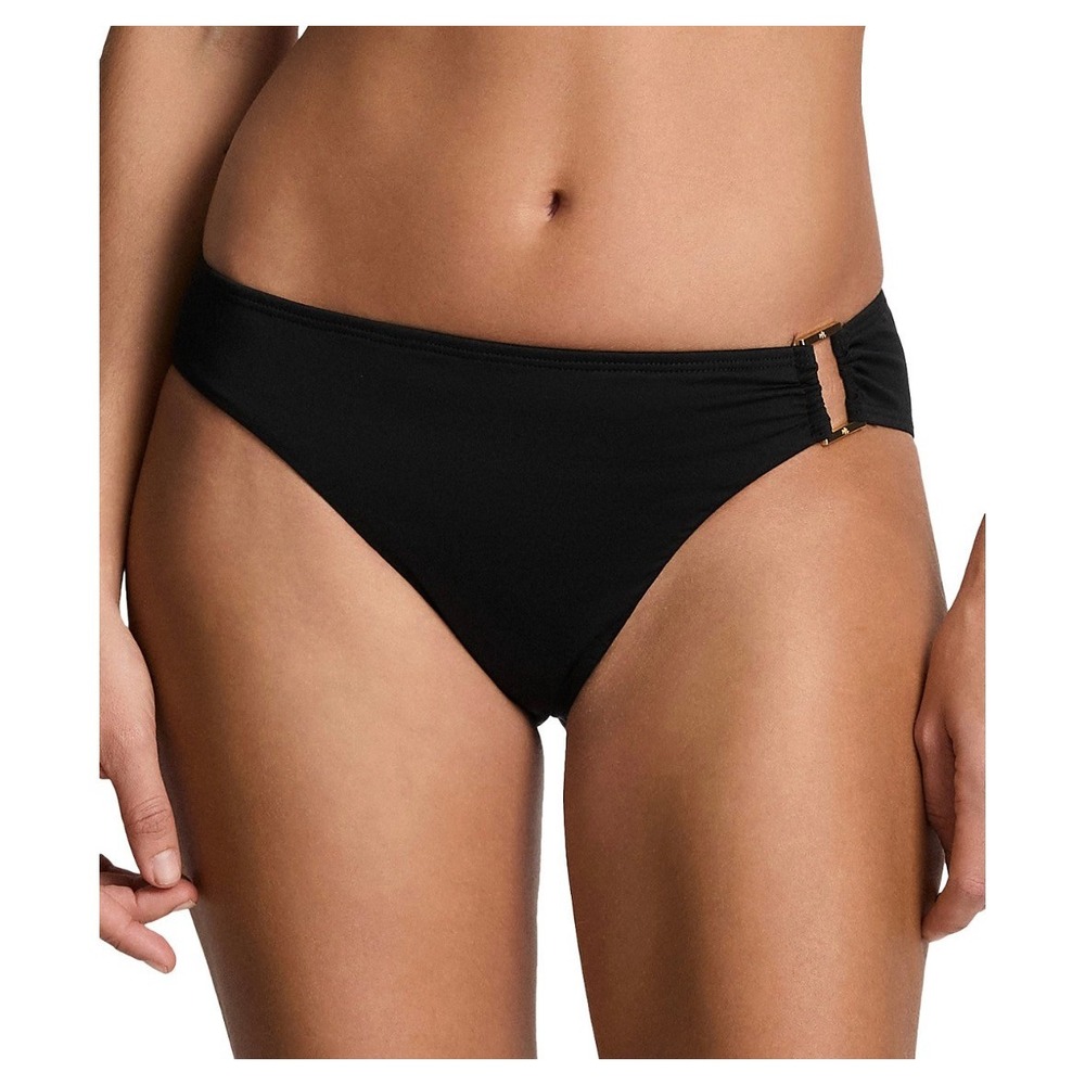 Lauren Ralph Lauren Black Ring Hipster Bikini Bottom Swim Size 10 20601051